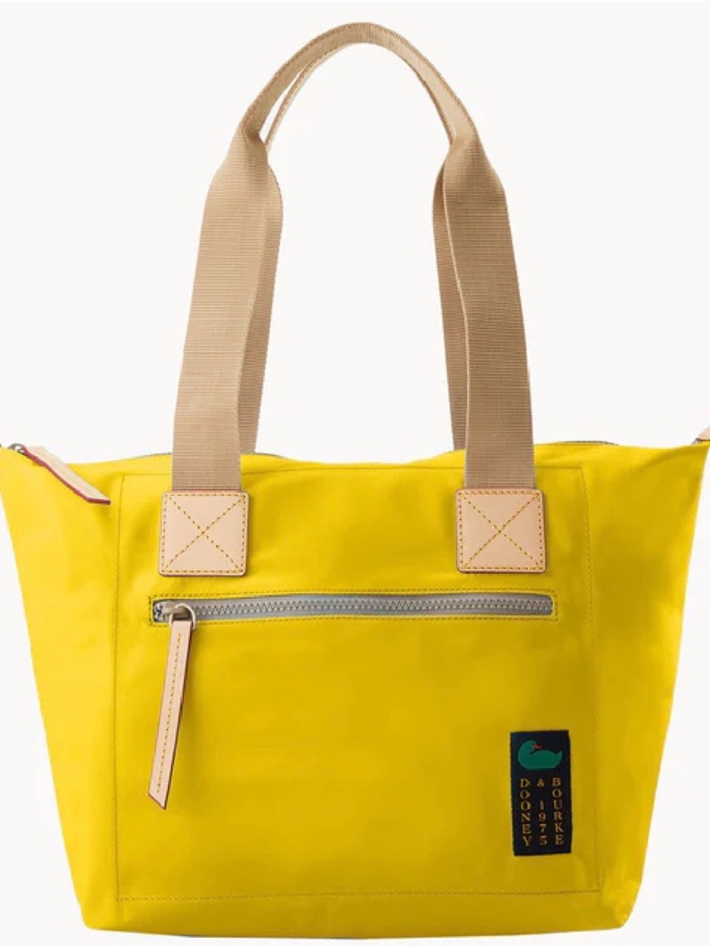 Dooney & Bourke Nylon front zip tote bag in lemon yellow BNWT